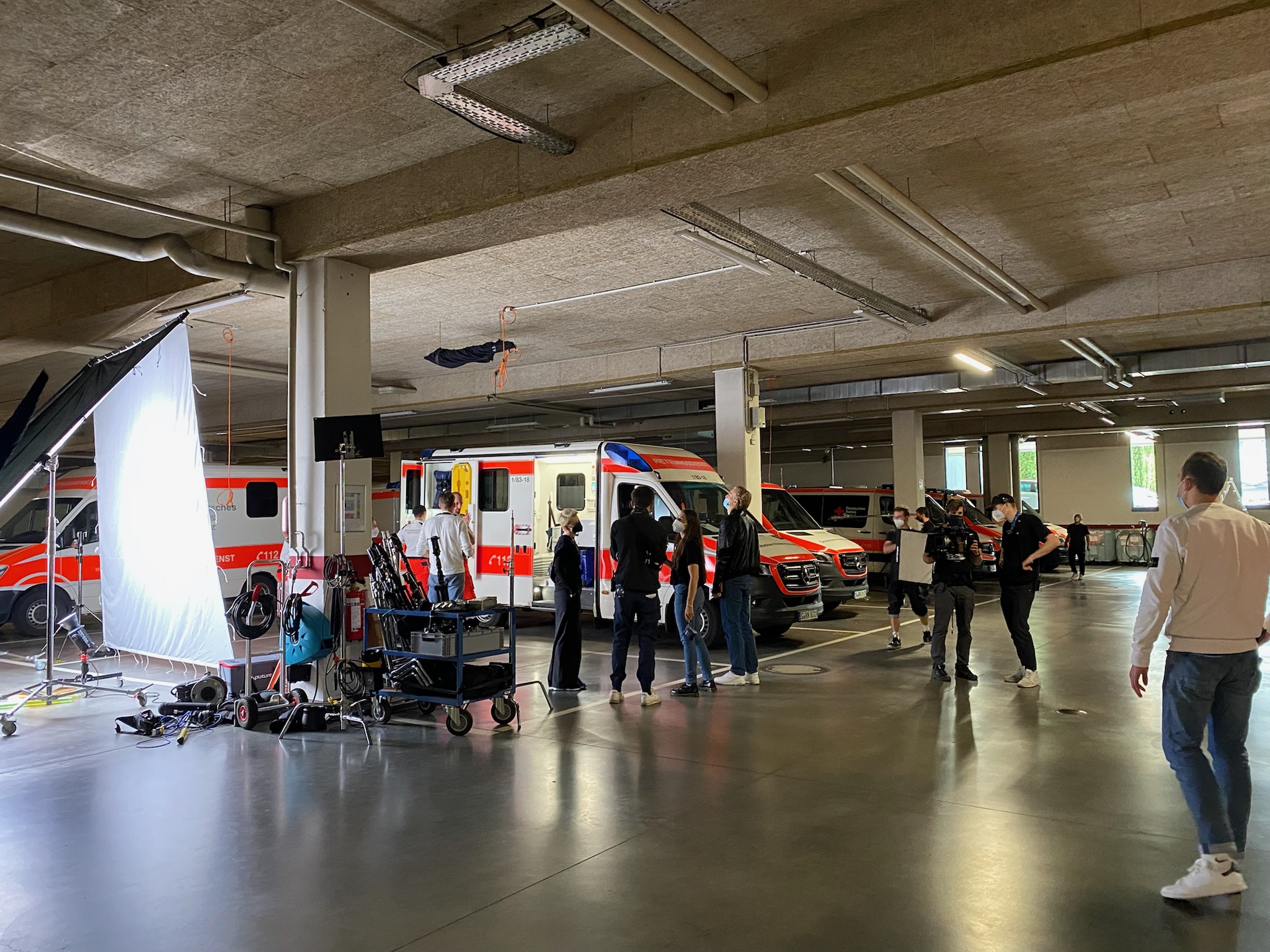 Crew am Set mit Stuttgarter Fernsehturm